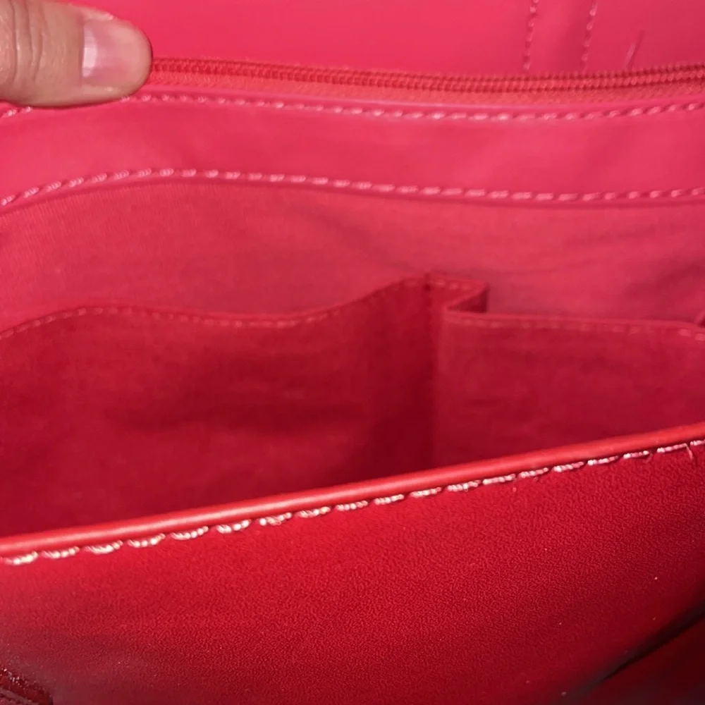 NEW Joy & Iman Red Tote Bag and Wristlet Vegan Leather Matte Classic